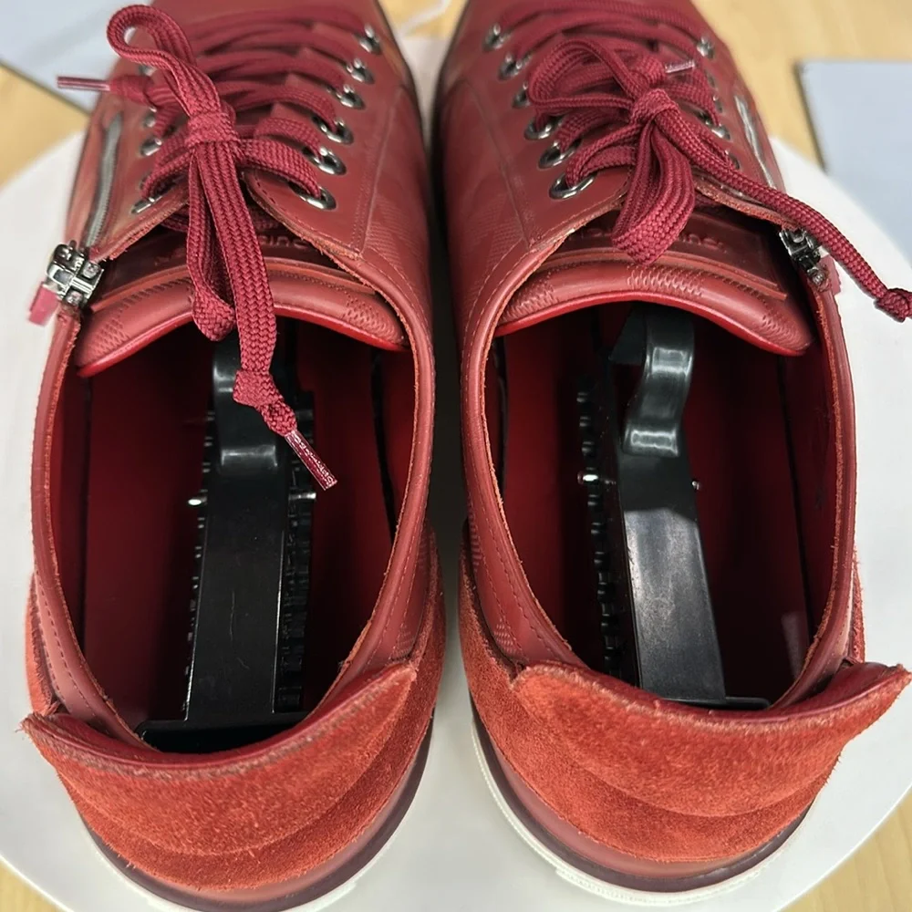 💥Louis Vuitton - Challenge Zip Up Damier Sneakers Red Leather - 10LV - DK532 - Picture 14 of 17